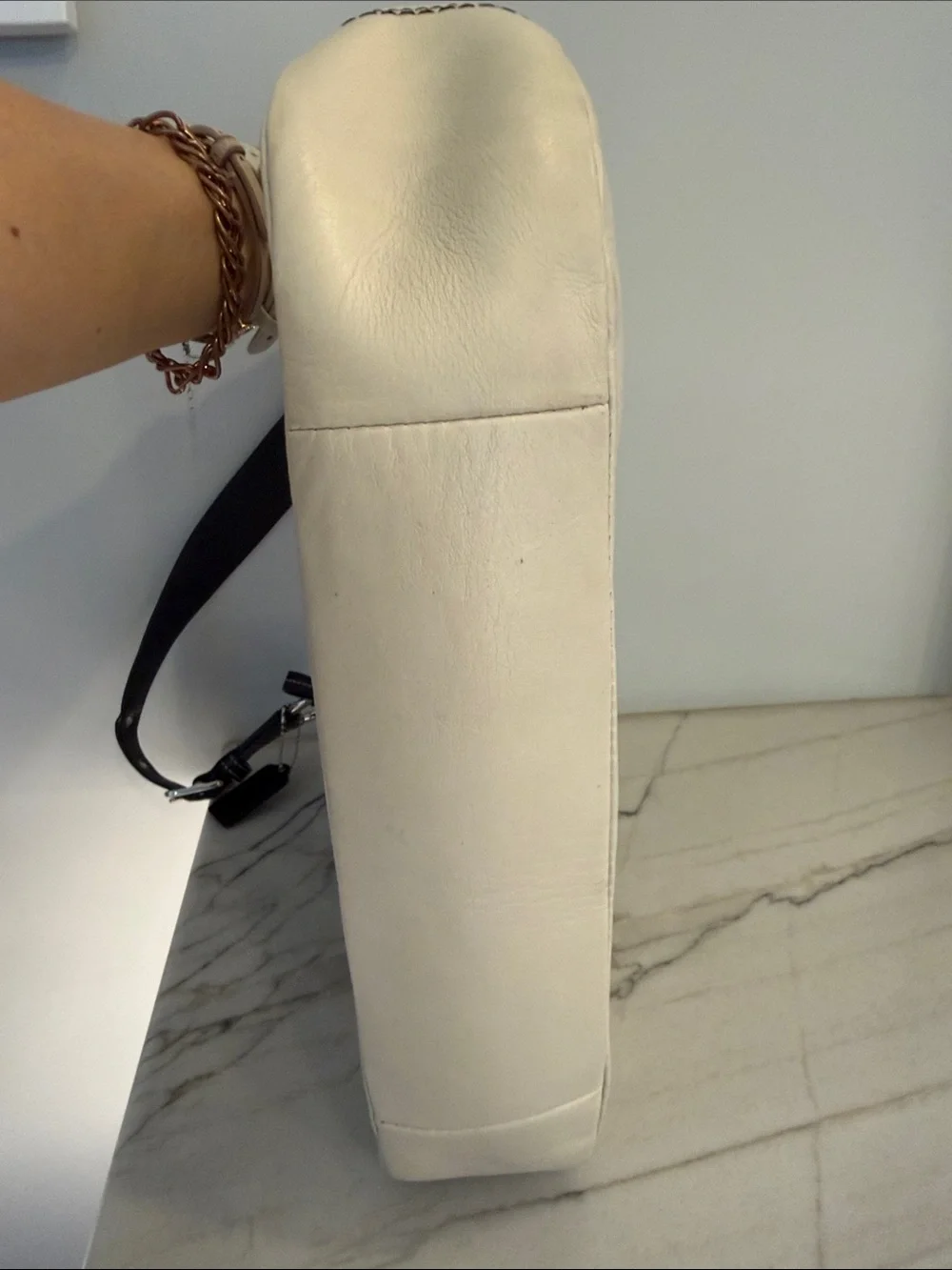 Coach Cream and Black Leather Hobo Bag, Coach Shoulder Bag, Neutral Coach Bag